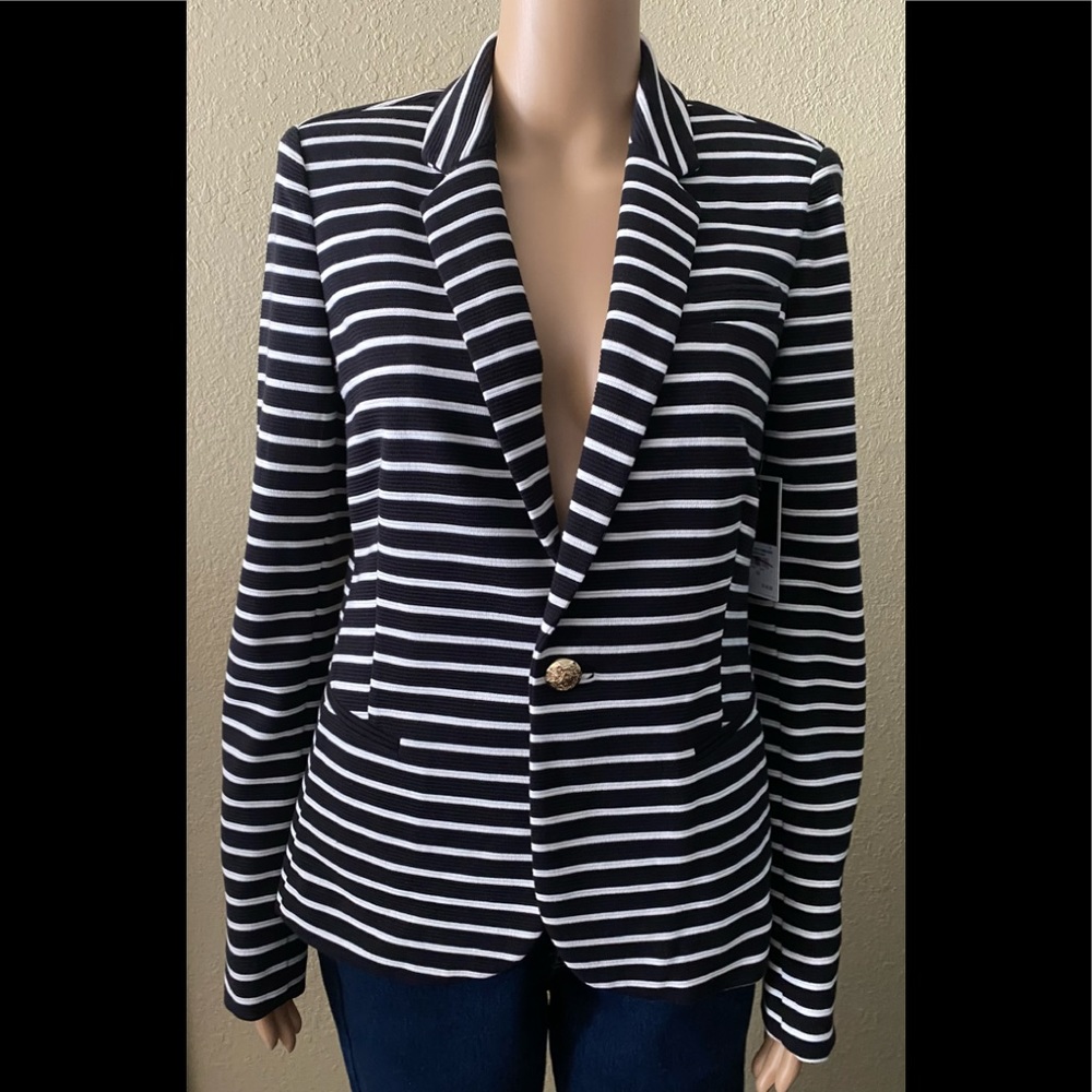 NWT JUICY COUTURE P.Blk/Ang Sum Ottoman Stripe Striped Blazer